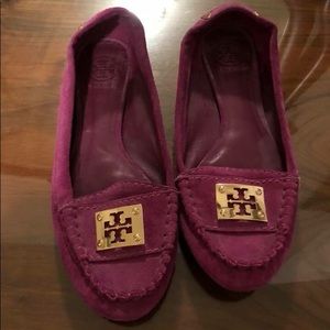 Fuschia suede Tory Burch flats